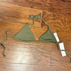 $128 Veronica Beard Women's Olive Cala Bikini Top Size M -  NWT